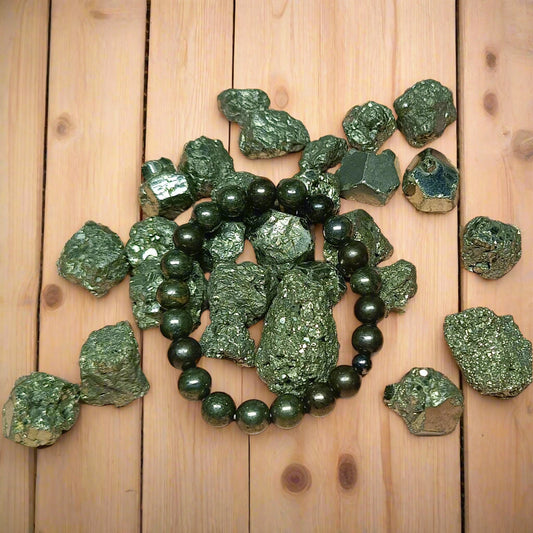 Jools Raw Pyrite Bracelet With Certificate | Attracts Money and Boost Confidence | Astrology Bracelet for Men and Women