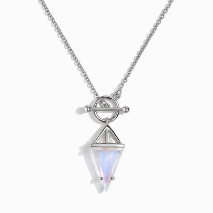Rainbow Moonstone Necklace Handmade 925 Sterling Silver Gold Vermeil Rose Gold Vermeil Triangle Rainbow Moonstone Pendant gift Woman & Girls