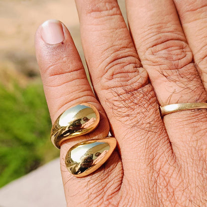Gold Dome Ring Thick Chunky Ring Adjustable
