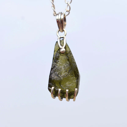 Natural 100% Genuine Raw Moldavite Pendant Meteorite 925 Sterling Silver Handmade Pendant New Design Moldavite Jewelry Gift For Women's