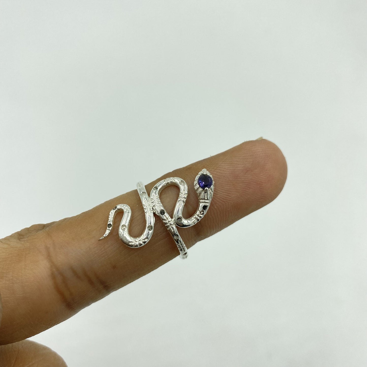 925 sterling silver snake ring silver statement ring. gemstone snake head ring