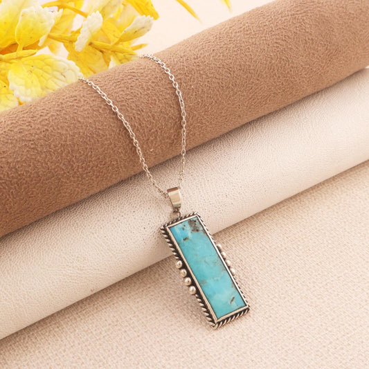 Turquoise Gemstone Pendant 925 Sterling Silver Kingman Turquoise Handmade Pendant |Turquoise Jewelry | Gift For Him | Big Pendant Best Gift