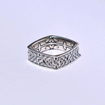 Celtic Band Square Celtic Textured Band 925 Sterling Silve