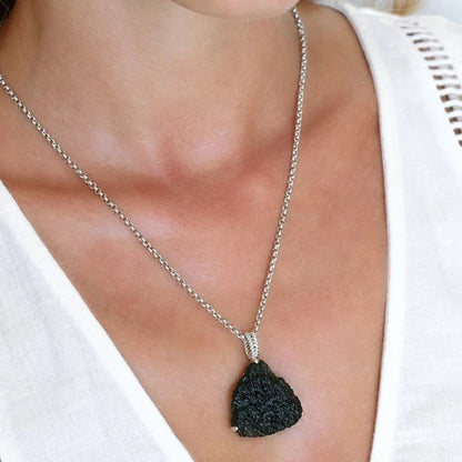 Moldavite Pendant AAA+ Czech Republic Natural Moldavite Rough Healing Gemstone Handmade Pendants 925 Sterling Silver Gorgeous Gift Pendants