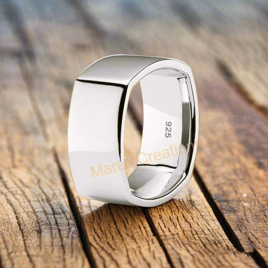 Square Cigar Band Ring Handmade jewelry 925 Solid Sterling Silver | Geometric Cube Ring For Everyday wear