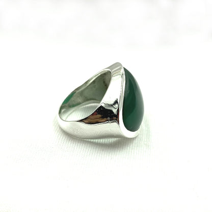 Natural Green Onyx Ring, handmade Ring, 92.5% Silver Ring, Onyx Ring, 925 Solid Sterling Silver Ring, green onyx, Ring for Women, Boho Ring