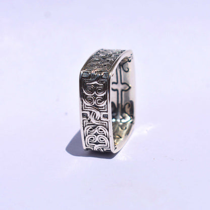 Celtic Band Square Celtic Textured Band 925 Sterling Silve
