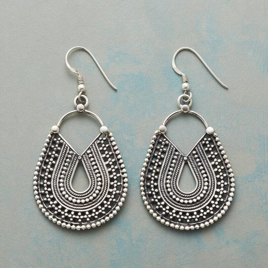 Chunky Oxidize Earrings in Sterling Silver Elegant Oxidised Silver Earrings Statement Jewelry Fashion Jewelry Oxidize Silver Dangle Earrings