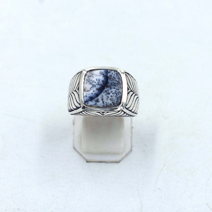 Lapis lazuli, Tigers eye, Dendrite Crystal, Amazonite, Labradorite, Green Onyx Rings Handmade 925 Sterling Silver Square Gems Statement Ring