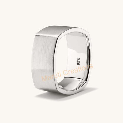 Square Cigar Band Ring Handmade jewelry 925 Solid Sterling Silver | Geometric Cube Ring For Everyday wear