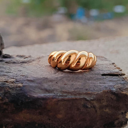 18K Gold Dome Ring Thick Chunky Ring Adjustable Wide Ring Croissant Ring Stackable Ring Chunky Gold Ring Signet Ring for Women Gift for Mom